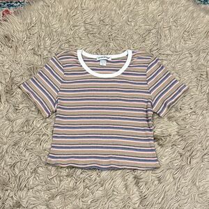 Cotton emporium rib knit striped crop top size XL